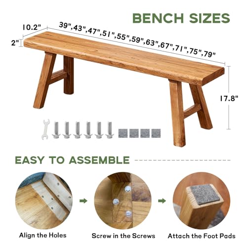 Banc en bois massif à extrémité étroite gain de place - 3