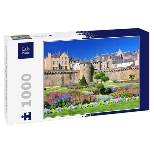 Lais Puzzle Väggarna i den gamla staden och trädgården i Vannes. Bretagne, norra Frankrike. 1 000 delar
