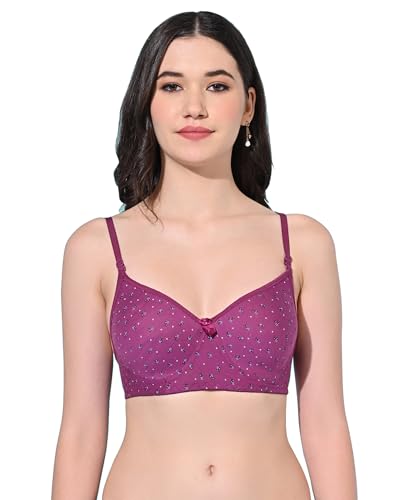 Image of FIMS - Fashion is my style Women Cotton Blend Padded Non-Wired Everyday Bra Pack of 1 Cup- B Multicolor