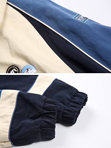 Aelfric Eden Men's Harajuku Graphic Print Varsity Jacket Colorblock Zipper Closure Baseball Coats #TOP4
