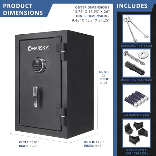Barska 2.02 Cu Ft Fireproof Biometric Safe with Fingerprint & Keypad Lock – Digital Security Safe with LED Light, Alarm, Dual Access, 30 Min Fire Protection, for Home or Office thumbnail 7