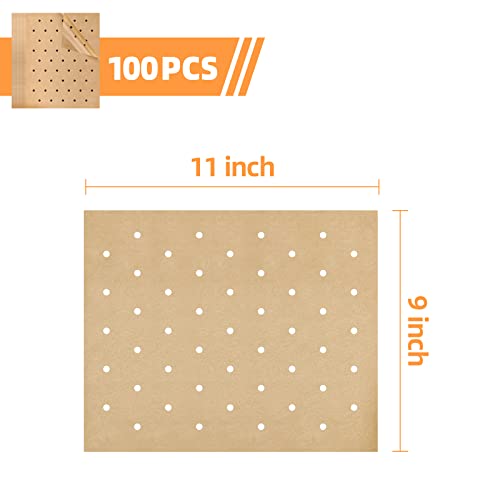 Xloey Air Fryer Parchment Paper, 100 Pcs Unbleached Air Fryer Parchment Paper,9X11 Inch Disposable Air Fryer Liners, Square Air Fryer Liners Compatible With Cuisinart, Breville And More #TOP2