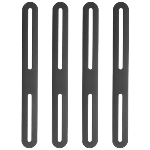 PATIKIL 4個 ジョイント金具 27.5cm ブ ラケット フラット スチール I字金具 棚受け ネジ付き 穴付き 接合 ジョイント 固定 補強金具 キャビネット 棚 黒