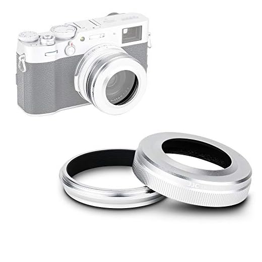 JJC Gegenlichtblende aus Metall mit Adapterring für Fujifilm Fuji X100VI X100V X100 X100S X100T X100F Kameras, Ersetzt Fujifilm LH-X100 Sonnenblende, Fujifilm AR-X100 Adapterring, Silber