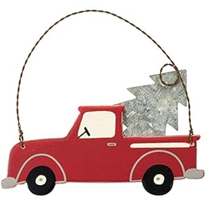 Primitives by Kathy Tin/Wood Christmas Ornaments, Set of 3, Bringing The Tree, 3 Piece Primitives by Kathy TinWood Christmas Ornaments Set of 3 Bringing The Tree 3 Piece