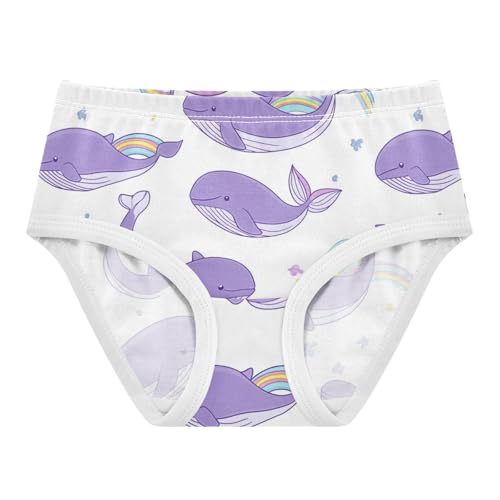 Cute Light Purple Girls' Underwear Cotton Whales Girls Briefs Soft Toddler Underwear 2T