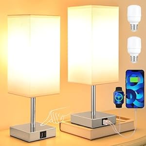 Kakanuo Nachttischlampe USB Dimmbar 2er Set