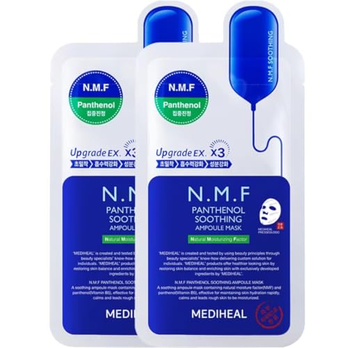 Mediheal N.M.F Ampoule Mask 10PC – 3 Variants: Hydrating (Panthenol), Brightening (Alpha Arbutin) & Anti-Aging (Retinol) – Korean Face Mask for Dry, Sensitive & Mature Skin (Pantenolo)