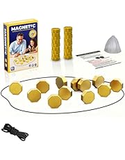 Desktop Magnetic Game Toy Magnetic Game Board Board Game Educational Checkers Toy Portable Board for Family Christmas Parties Suitable for Gatherings Travel or Birthday Gifts (Golden)