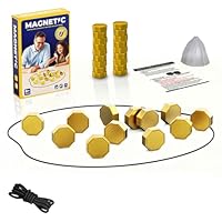 Desktop Magnetic Game Toy Magnetic Game Board Board Game Educational Checkers Toy Portable Board for Family Christmas Parties Suitable for Gatherings Travel or Birthday Gifts (Golden)