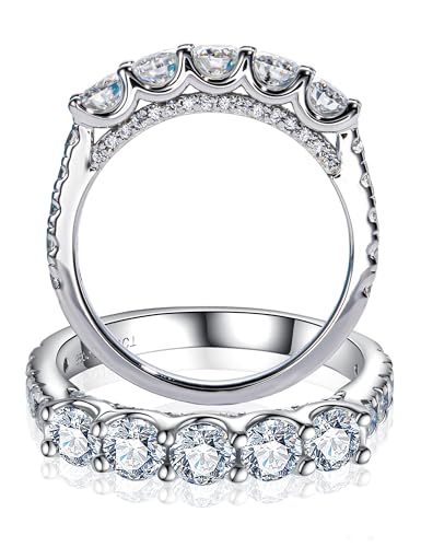 5 Stone Moissanite Half Eternity Ring