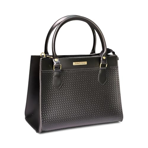 Bolsa Feminina Grande com alça transversal Santorini Handbag (preto)