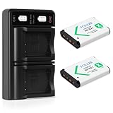 FCDAZR NP-BX1 Battery (2 Pack) and Dual USB Charger for Sony NP-BX1/M8, ZV-1, ZV-1F, ZV-1 II, Cyber-Shot DSC-HX80, HX90V, HX95, HX99, HX350, RX1, RX1R II, RX100 (II/III/IV/V/VA/VI/VII), AS300