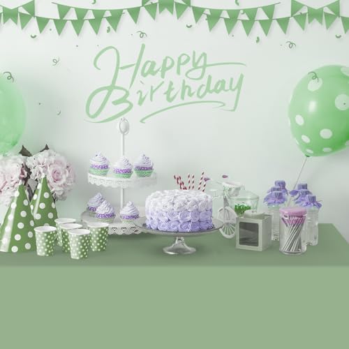 Image of 32 Pack Sage Green Plastic Tablecloth for Rectangle Tables, Premium Decorative Sage Disposable Table Cloths for Parties, Rectangle Party Table Cover for Birthday Wedding Baby Shower Party, 54x108 Inch