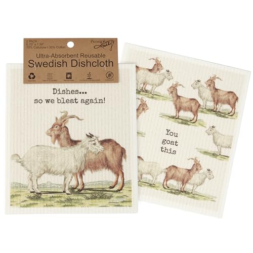 Primitives-by-Kathy-Swedish-Cloth-Set-of-2-You-Goat-This Primitives by Kathy Swedish Cloth Set of 2 You Goat This