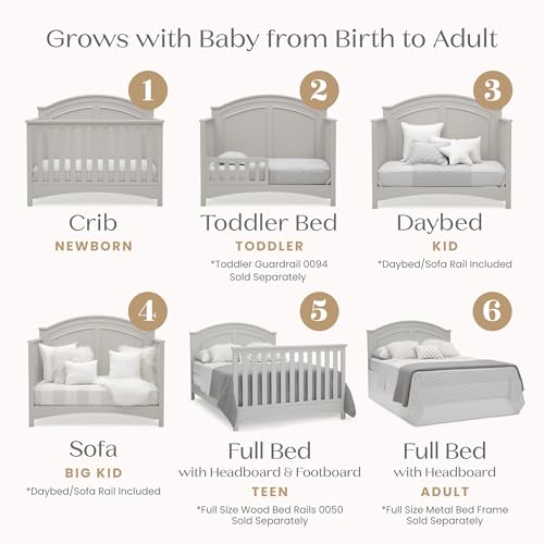 Image of Delta Children Perry 6-in-1 Convertible Crib - Greenguard Gold Certified, Moonstruck Grey