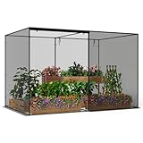 Tangkula 10x6.5x6.5 FT Crop Cage, Plant Protection Tent with Heavy Duty Metal Frame, 6 Ground Nails, Zippered Door, Carrying Bag, Plant Netting Cover for Fruit, Vegetables, Flowers