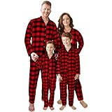 Hillban Couples Matching Christmas Pajamas Sets Family Buffalo Plaid Pajamas Red Black Long Sleeve Button for Adult Youth (Men,2XL)