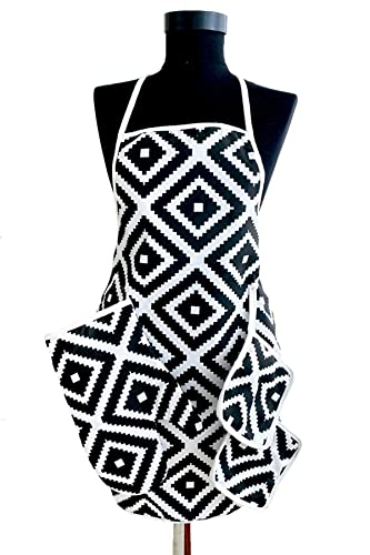 Oven Mitts And Pot Holders With Oven Gloves For Kitchen, Cooking Gloves And Cooking Apron Cooking Gifts For Women, Oven Mitts And Pot Holders Sets (Black And White 3) #TOP5