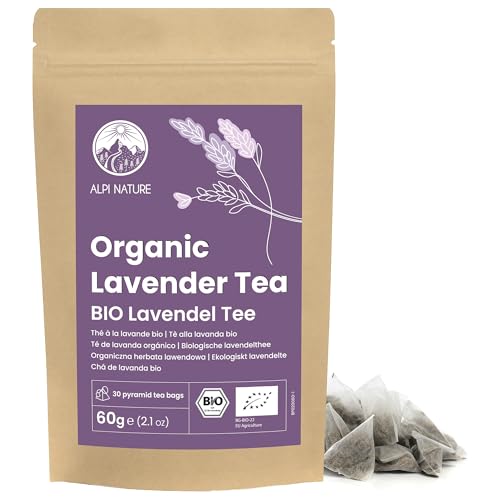 Alpi Nature Lavanda Infusión Orgánica, 30 Bolsitas de Té Piramidales de 2g, Té de Lavanda Seca Natural 60g