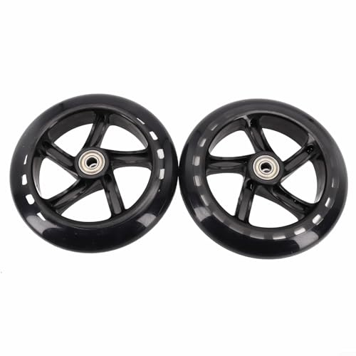 Septoolshop Juego de 2 ruedas de poliuretano de rodamiento suave compatible con scooters, patines y carritos de la compra de alto rendimiento (145 mm x 30 mm translúcido)
