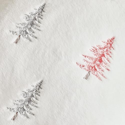 Image of MIULEE Christmas Decorative Faux Fur Pillow Covers 20x20 Inch White Red