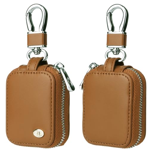 Fofvccv Earbud Case Headphone Storage Case for AirPods 4/1/2/3/Pro 2 PU Leather Zipper Carrying Pouch Earbuds Bag with Keychain for Wireless Earphones Wired Headphone & USB Cable - EJB 1 PCS Brown
