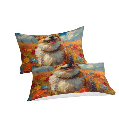 Housse de couette Corgi 3D pour chambre d'adolescent dynamic, parure microfibre Super King zip - 3