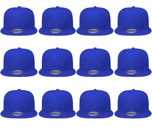 Image of Gelante Plain Blank Flat Brim Adjustable Snapback Baseball Caps Wholesale LOT 12 Pack