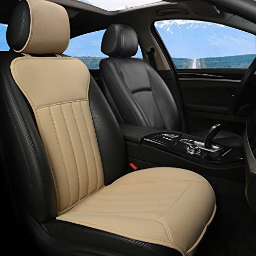 BLACK PANTHER Coussin Siege Voiture, Confortable Housse de Siège Avant,Quatre Saisons Universelles Antidérapant Housse Voiture Siege avec Dossier(1PC-Beige)