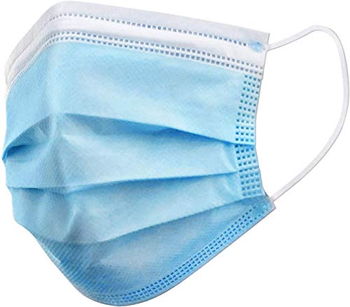 Máscara Descartável Tripla Clip Nasal Azul e Com Elástico - 100 Unidades