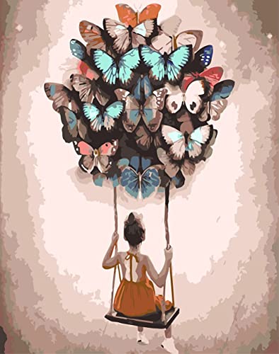 Eiazuiks Paint By Number For Adults. Butterfly Girl Paint By Numbers For Adults Beginner Drawing Paintwork With 3 Paintbrushes Paint Canvas Oil Painting 16” X 20” #TOP30