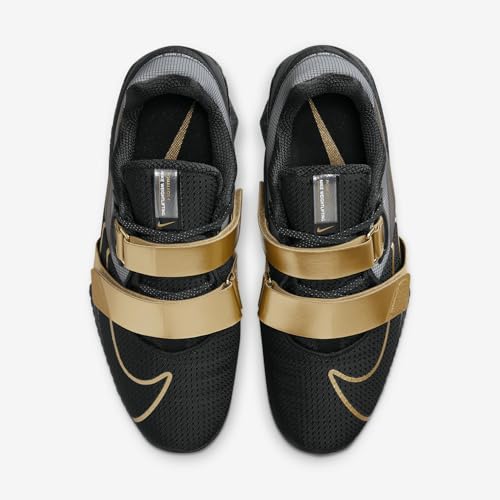 Nike Romaleos 4 Weightlifting Shoes (CD3463-001, Black/Metallic Gold/White/Metallic Gold) Size 8