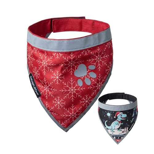 Dog Christmas Bandana 2 Pack – Reflective Holiday...