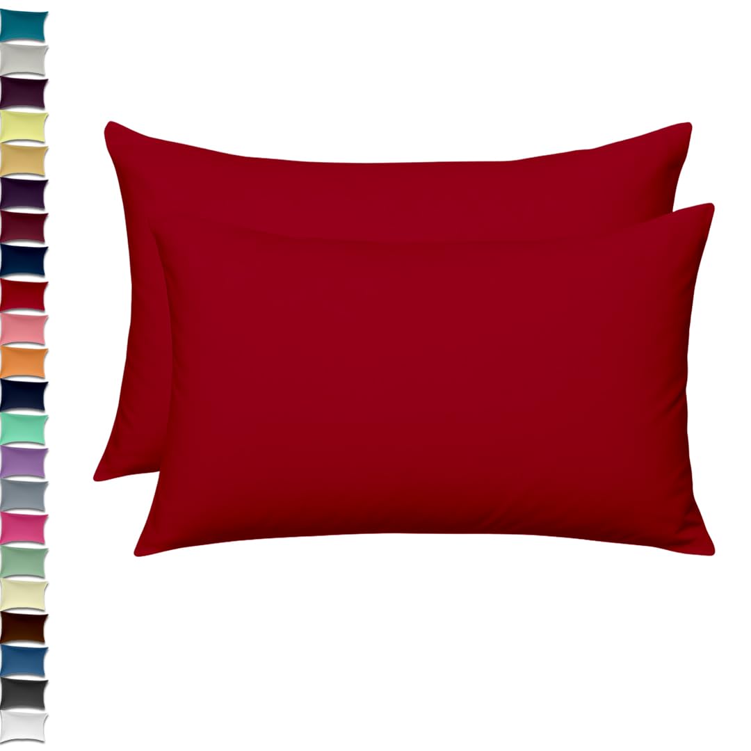 Egypto Red Luxury Pillow Cases 2 Pack – Soft & Breathable Pillow Cases – Wrinkle-Free Housewife Covers – Standard Uk Size – 50Cm X 75Cm (Red)