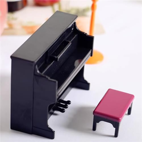 Miniatur Schwarze Klavier & Hocker Simulative Piano Modell Puppenhaus Dekoration Zubehör Mini Ornament Haus Garten Möbel Deko