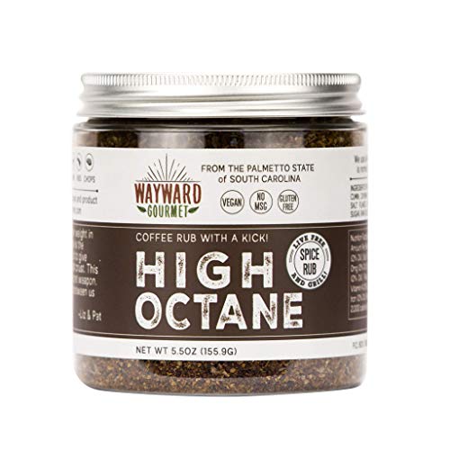 High Octane Coffee Spice Rub & Steak Seasoning by Wayward Gourmet - Dry Coffee Rub for Steak, Brisket, Roasts, Ribs, Chili, Meat, Pork, BBQ & Grilling - Made in USA - No Preservatives - 5.5 oz