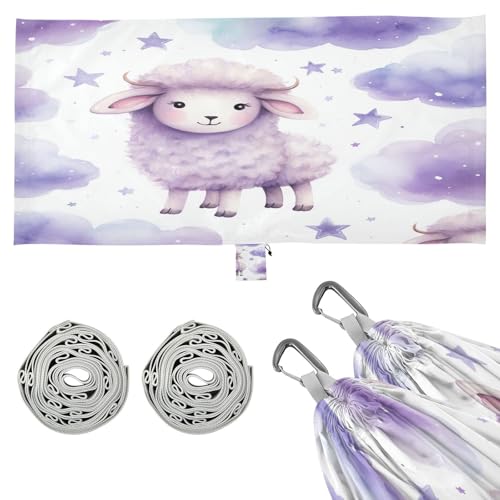 Kigai Cute Sheep Camping Hammock Durable & Portable Travel Hammock Holds 330lbs with Tree Strapsm, Pocket, Camping Accessories