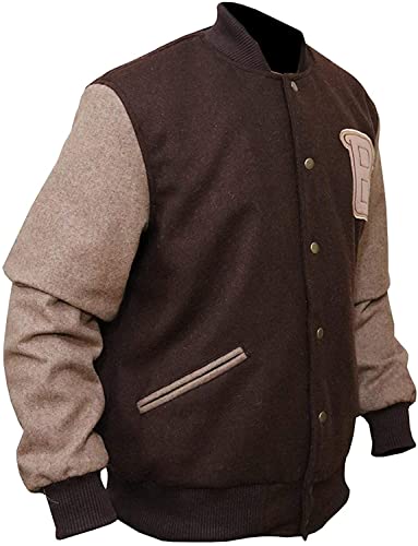 SpazeUp Mens Letterman Bomber Jacket - B Logo Varsity Jacket Men - Brown Wool Jackets Men2