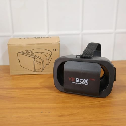 Image of Mini 3D Virtual Reality Headset for Smartphones, Adjustable VR Glasses Compatible with Android & iOS Mobile, Lightweight with Adjustable Head Strap, Black, 1 Piece