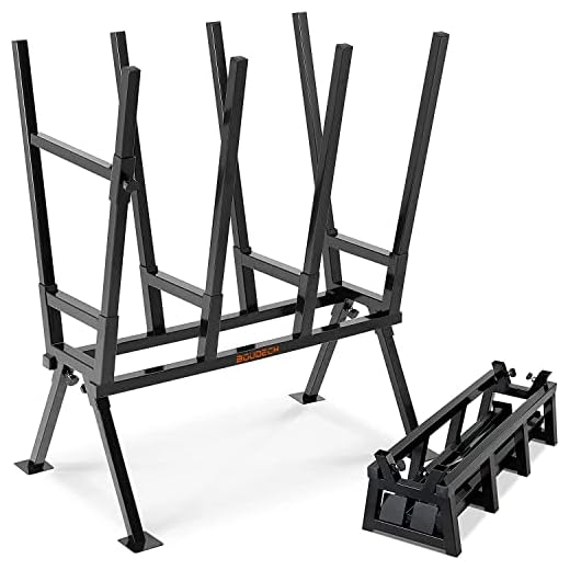 BOUDECH Cavalletto Taglialegna e Reggilegna Ripiegabile e Salvaspazio. Supporto per Taglio Legna Manuale e con Motosega.