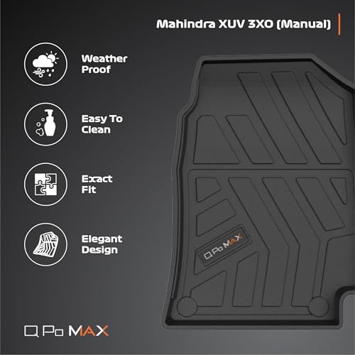 Image of Q Po 3XO (Manual) (MAX) April 2024 - Till Date TPE Car Floor Mat | All Weather Mats for 3XO (Manual) (April-Till Date) (Black)
