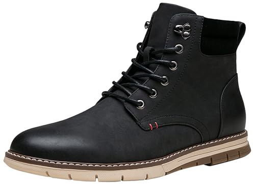 Vostey Boots for Men Casual Dress Shoes Fashion Waterproof Men's Motorcycle Boots(BMY8035A Black 10.5)