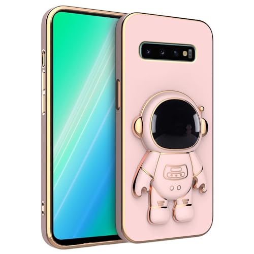 Image of for Samsung Galaxy S10 Plus Case Cute 3D Astronaut Stand Design Camera Protection Shockproof Soft Back Cover (for Samsung Galaxy S10 Plus, Pink)