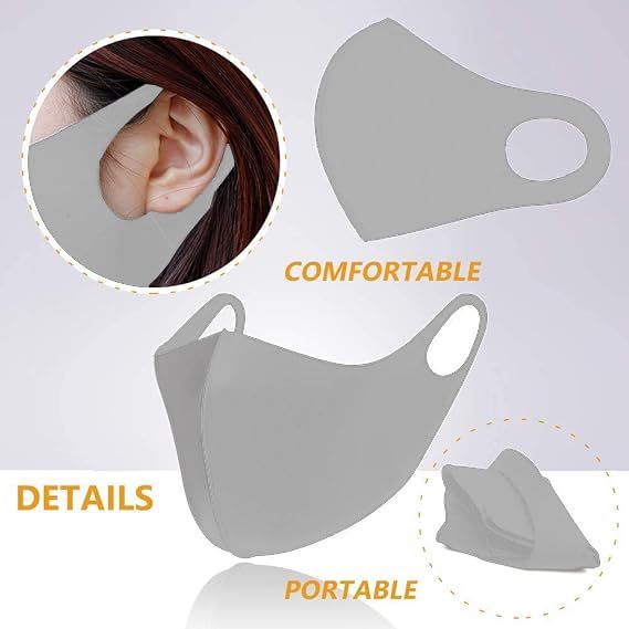 Image of Anti-Pollution Reusable and Washable Face Mask for Adult, Unisex, Soft Breathable Fabric (Grey) - Pack of 6