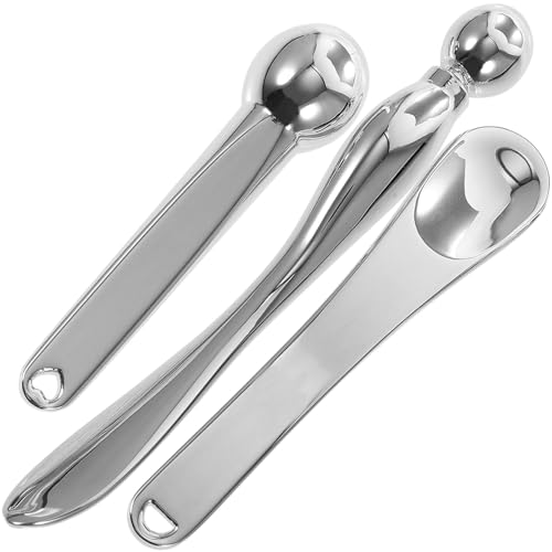 HINTRMENT Stick per Massaggio Oculare in Lega di Zinco, Cucchiaio per Crema Viso e Contorno Occhi, Set 3 Pezzi Portatile per Assorbimento Creme e Riduzione Occhiaie Colore Casuale
