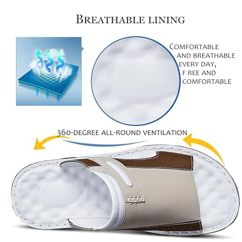 Men'S Leather Open Toe Summer Slide Sandals Comfortable Lightweight Non-Slip Flat Beach Outdoor Slippers Casual Fisherman Slip-On Sandals2