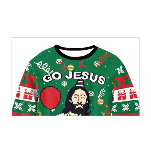 Unisex Ugly Christmas Sweatshirts 3D Printed Funny Graphic Long Sleeve T-Shirt Crewneck Sweatshirts Jesus Greenl 4 Unisex Ugly Christmas Sweatshirts 3D Printed Funny Graphic Long Sleeve T-Shirt Crewneck Sweatshirts Jesus Greenl - Image 5