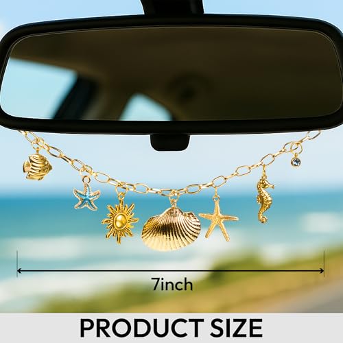 Beachy Seashell Rear View Mirror Charm for Women - Cute Coastal Car Decor by DINIZON - Image 6