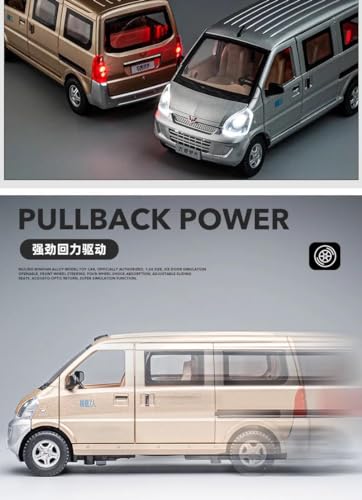Image of Metal Pull Back Diecast Car 1:24 Big Wuling Van Pull Back Car Model With Sound Light Boys Gifts Toys For Kids?Pack Of 1?, Multicolor